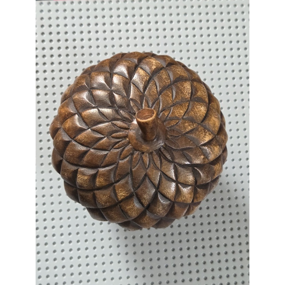 Acorn Carved Wooden Container 8 inch With Lid Canister Nature Inspired Decor EUC - Picture 2 of 8